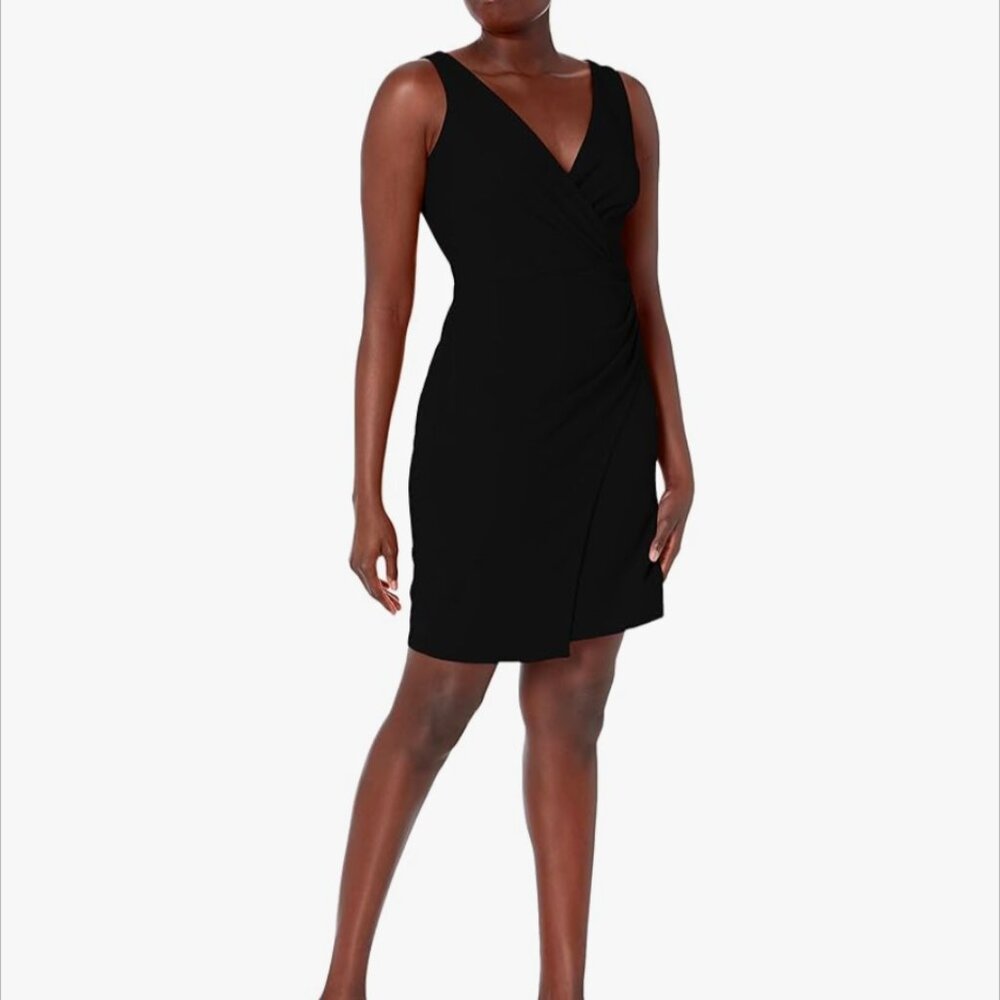 Mind Code Sleeveless Faux Wrap Dress